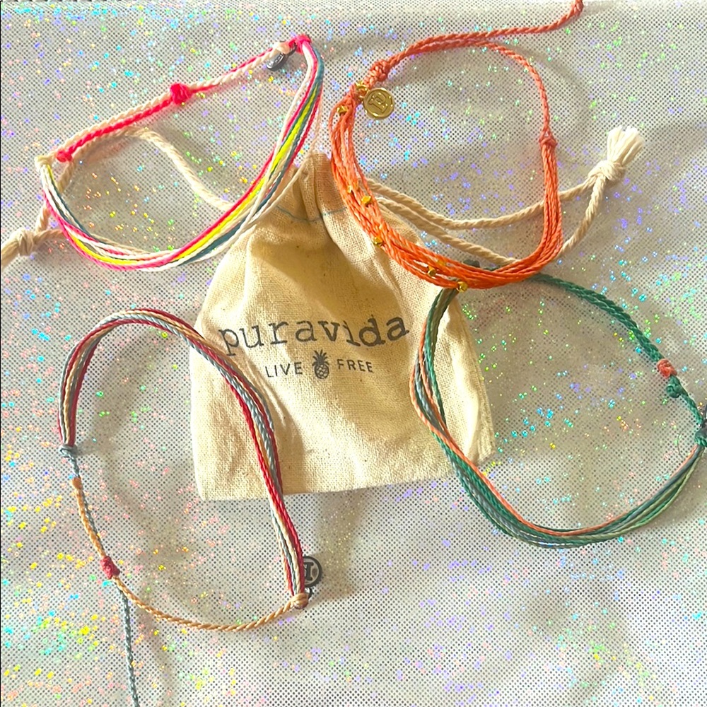 Pura Vida Colorful Bracelet Set of 4 with Bag